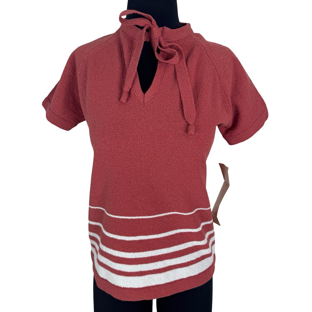 NWT Vintage 70s Talbott Terry Knit Pink Bouclé Sweater Tee Deadstock Made in USA
